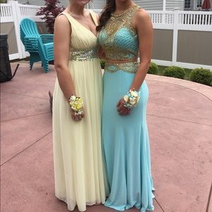 Teal and Gold Prom Dress